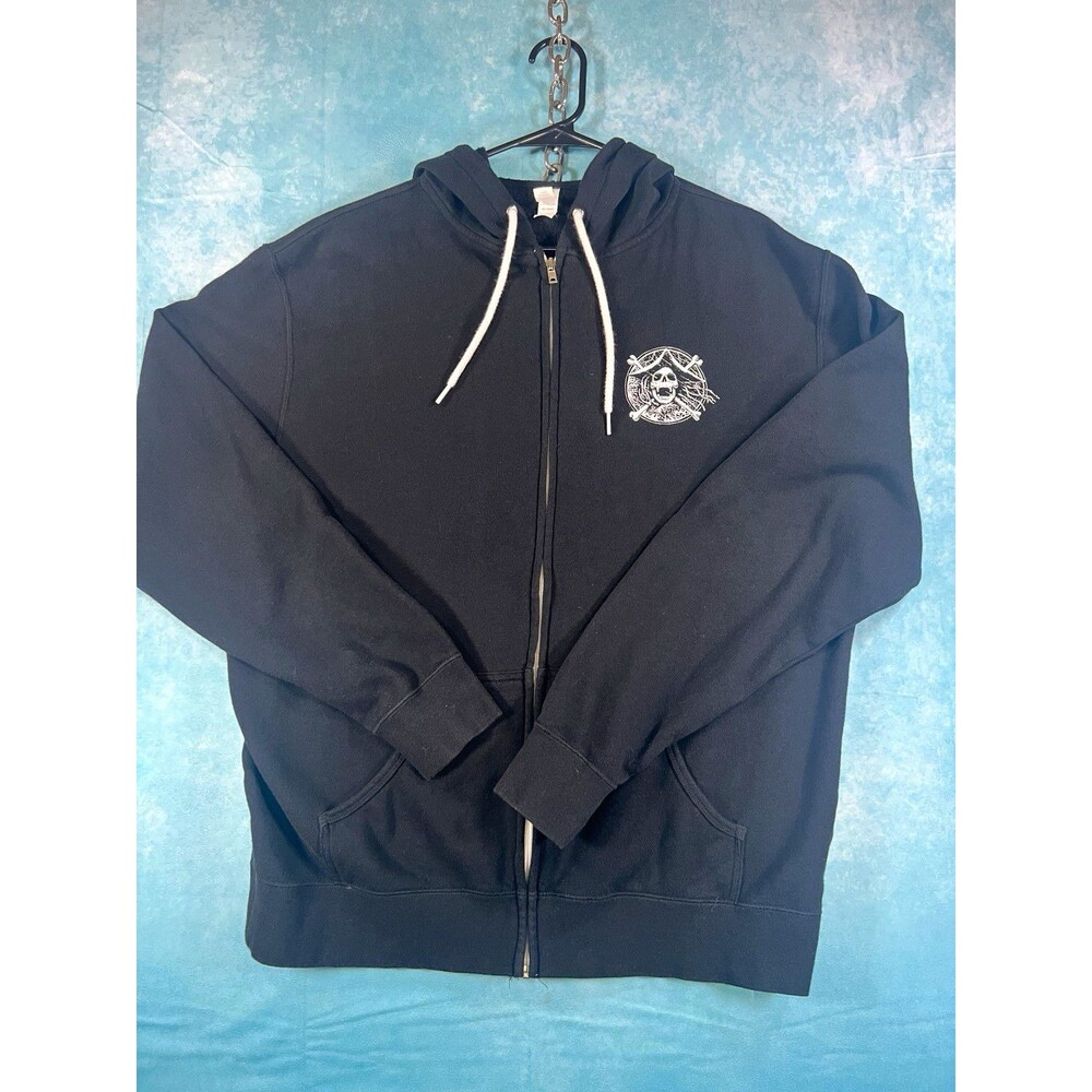 Y2K VTG Independent Trading Company Mens Black Full Zip Hoodie Pockets XL